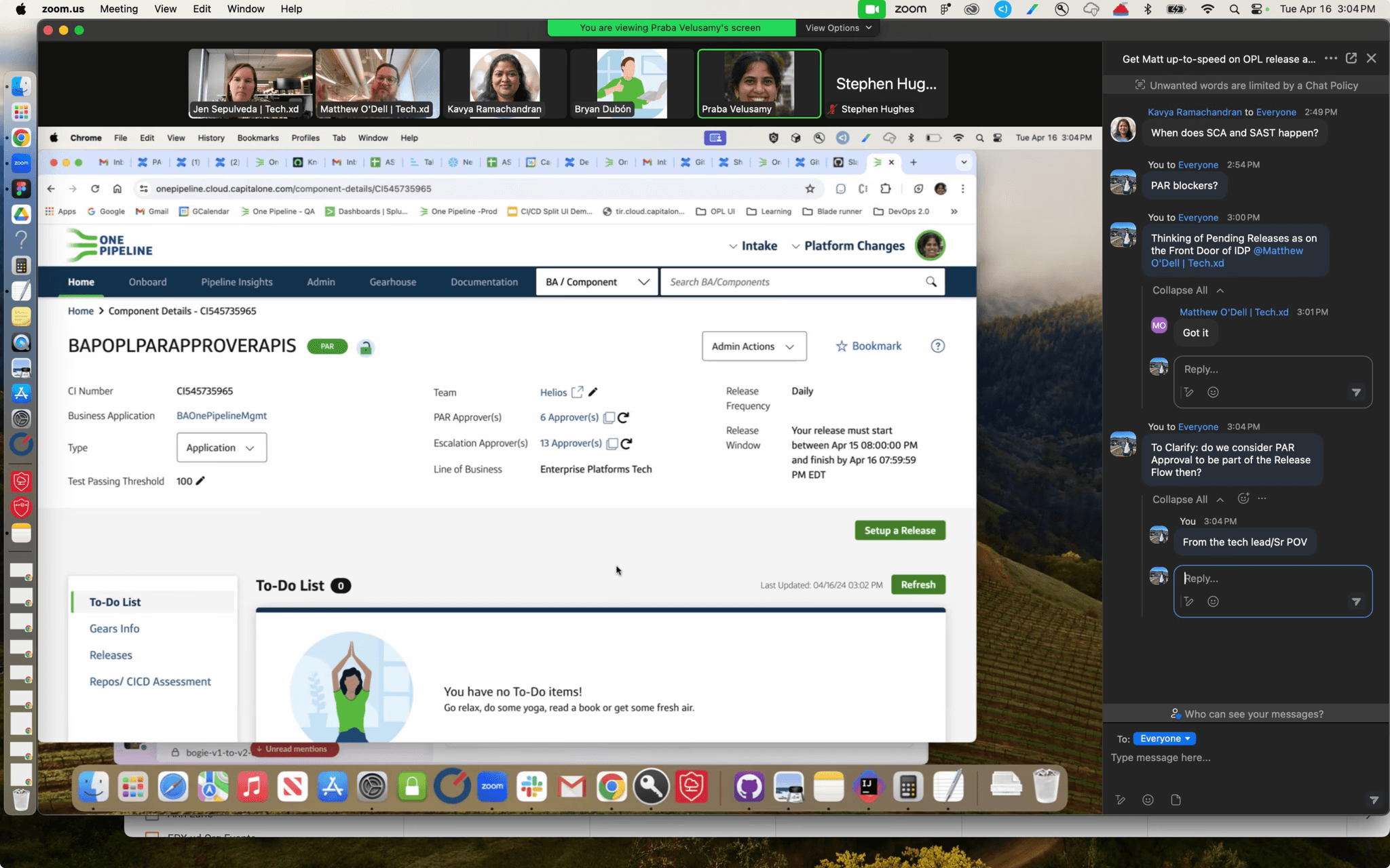 Zoom call with Product and Engineering partners