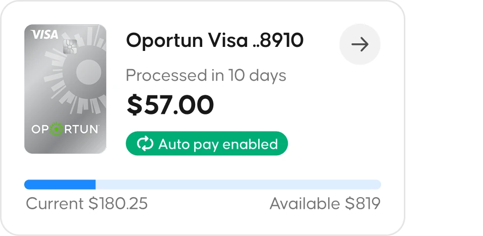Status card in the auto pay enabled state