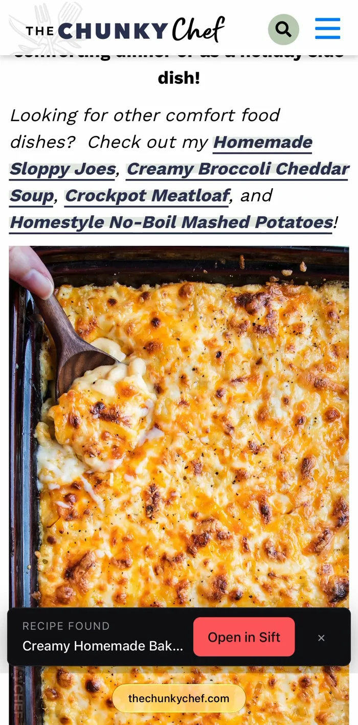 A recipe blog with an ad and a life story above the recipe