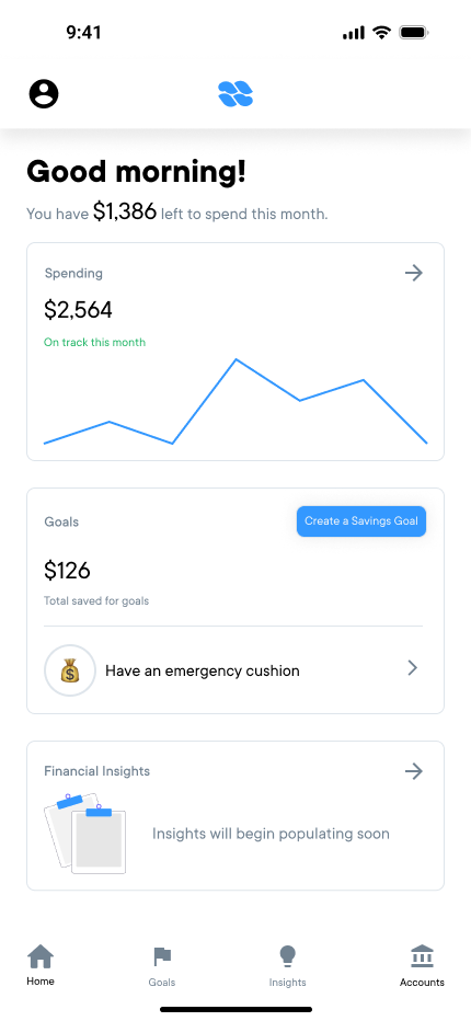 Money Magnet home dashboard — first goal added